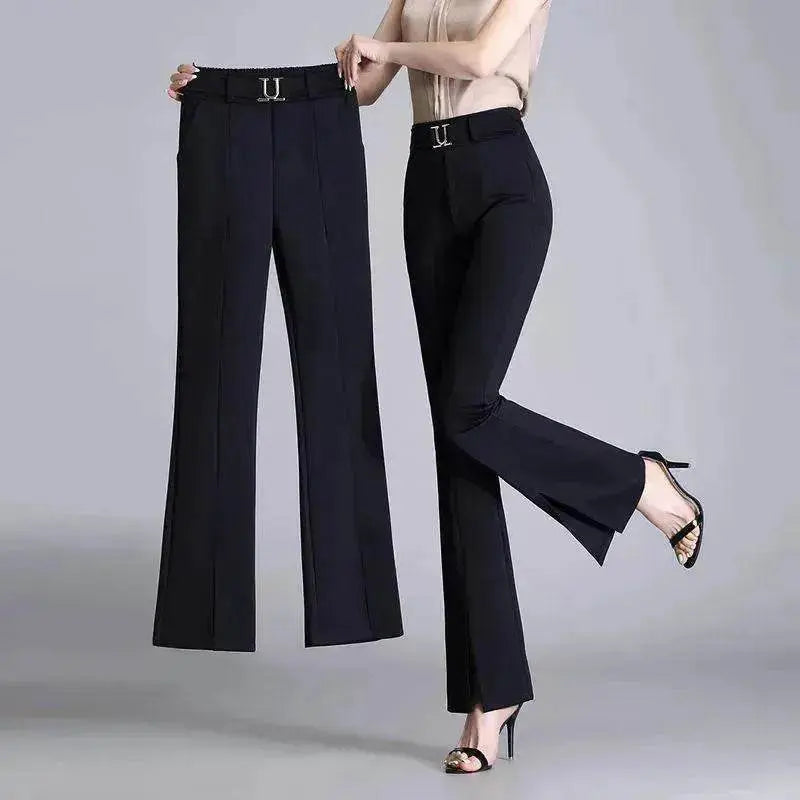 Formal Office Work High-Waisted Wide-Leg trouser Pants for Women - EX-STOCK Canada