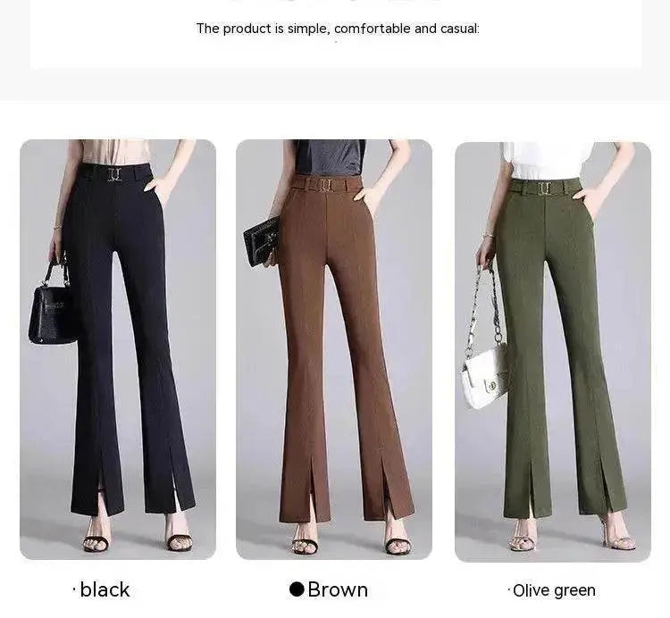 Formal Office Work High-Waisted Wide-Leg trouser Pants for Women - EX-STOCK Canada