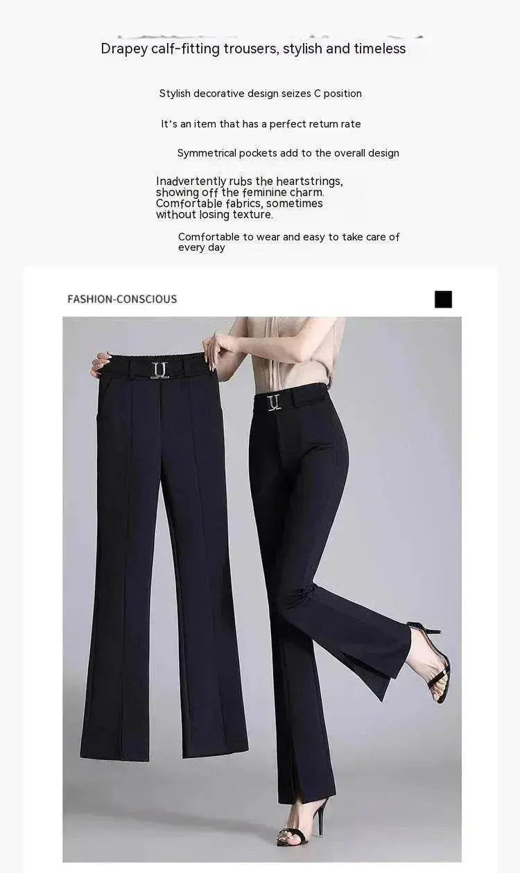 Formal Office Work High-Waisted Wide-Leg trouser Pants for Women - EX-STOCK Canada