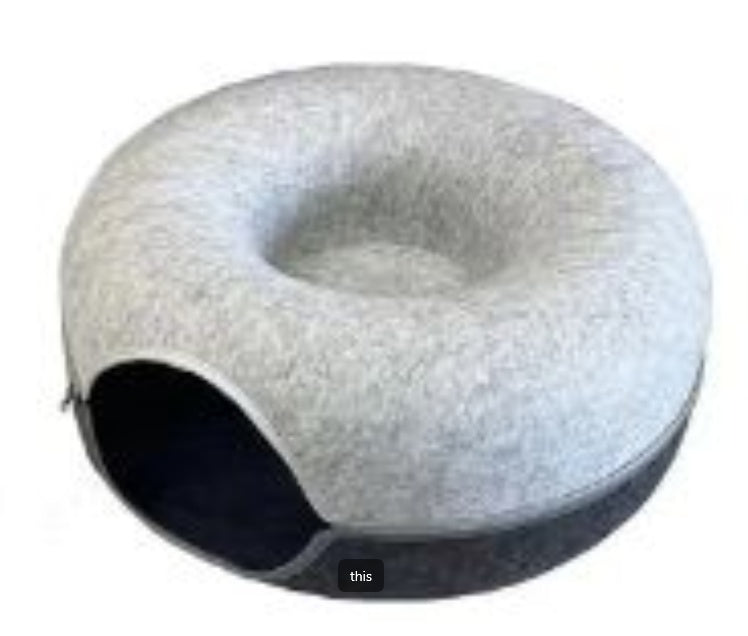 Four Seasons Available Cat Nest Round Woolen Felt Pet Dual-use Cat Nest Tunnel Interactive Training Toy Grey Felt Cat Nest EX-STOCK Canada 