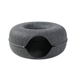 Four Seasons Available Cat Nest Round Woolen Felt Pet Dual-use Cat Nest Tunnel Interactive Training Toy Grey Felt Cat Nest EX-STOCK Canada 