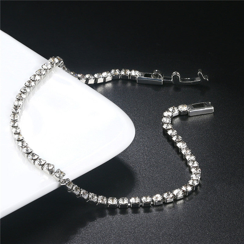 2.5mm Single Row Full Diamond Crystal Bracelet Round Zircon Tennis Hip Hop EX-STOCK Canada 