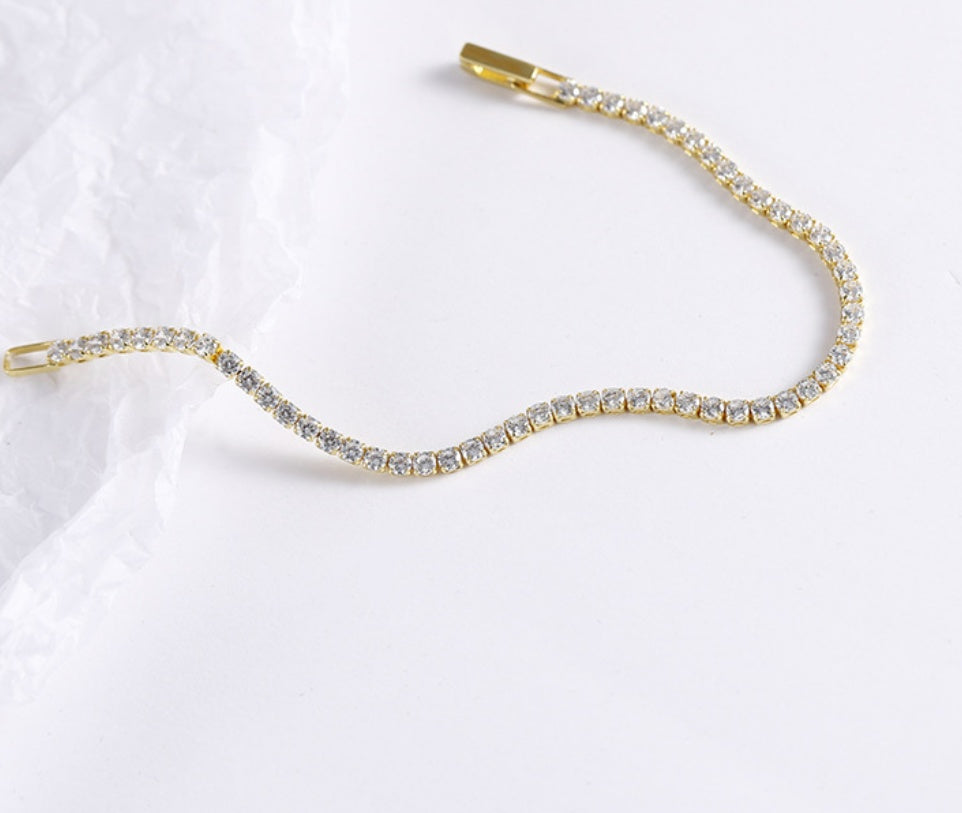 2.5mm Single Row Full Diamond Crystal Bracelet Round Zircon Tennis Hip Hop EX-STOCK Canada 