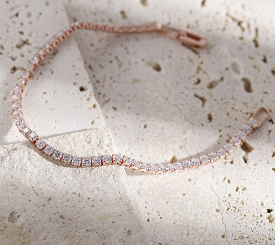 2.5mm Single Row Full Diamond Crystal Bracelet Round Zircon Tennis Hip Hop EX-STOCK Canada 