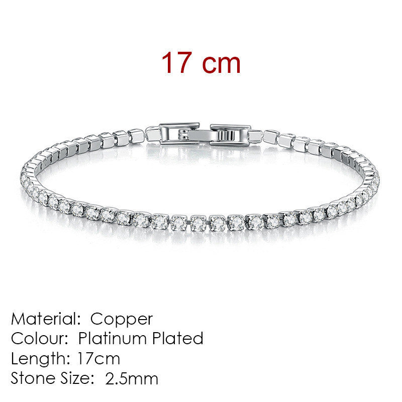 2.5mm Single Row Full Diamond Crystal Bracelet Round Zircon Tennis Hip Hop EX-STOCK Canada 