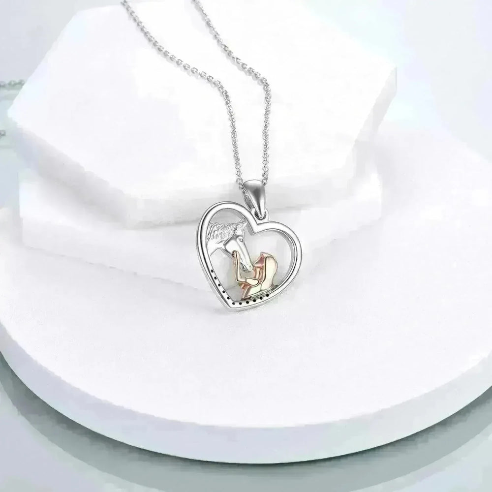 Girls and Horse Pendant Necklace Sterling Silver Gifts for Women Girls - EX-STOCK CANADA