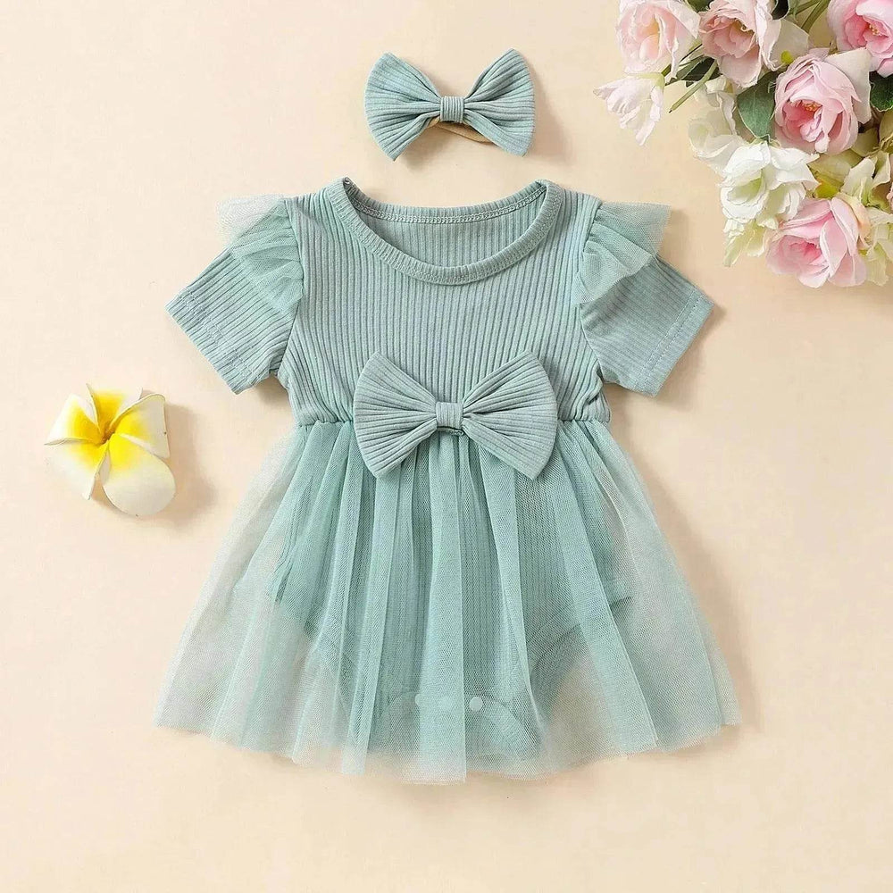 Girls' Multi-color Mesh Flounced Sleeve Short Sleeved Kazakhstan Dress - EX-STOCK Canada
