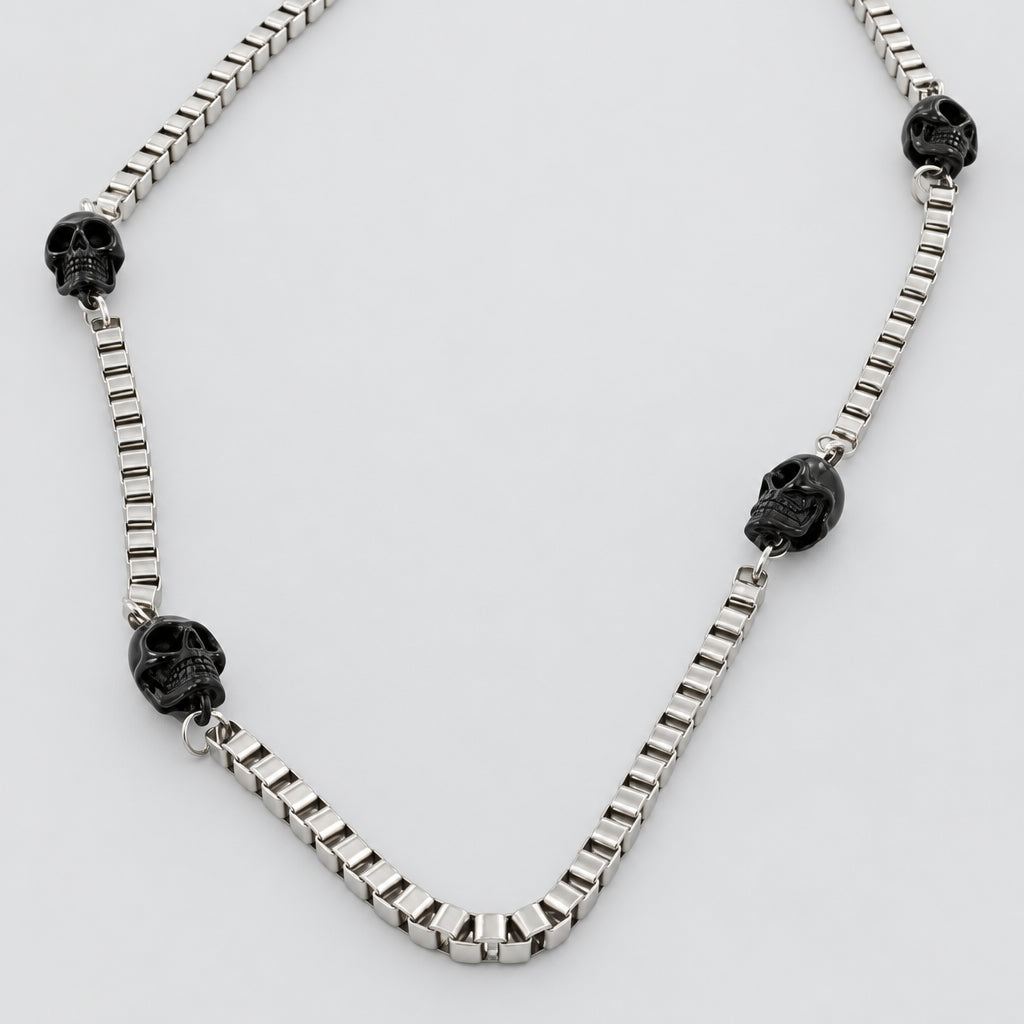 GoSteel Biker Skull Chain Necklace 