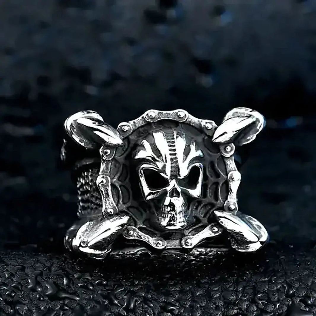 Anillo de cadena de bicicleta y calavera para hombre GoSteelEX-STOCK Canada 