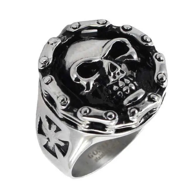 Anillo gótico de calavera de cadena de ciclismo para hombre GoSteelEX-STOCK Canada 