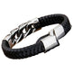 Pulsera cubana de cuero y acero para hombre GoSteelEX-STOCK Canada 
