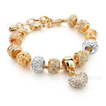 Gold Snake Chain Crystal Heart Bracelet EX-STOCK Canada 