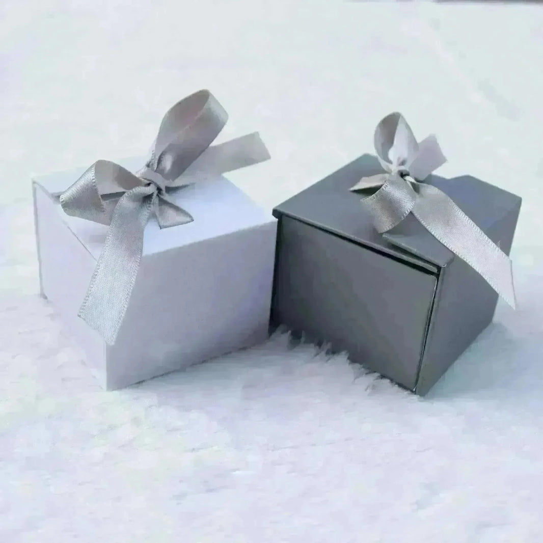 Gray White Ribbon Bowknot Jewelry Box - EX-STOCK CANADA