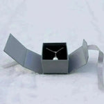 Gray White Ribbon Bowknot Jewelry Box - EX-STOCK CANADA