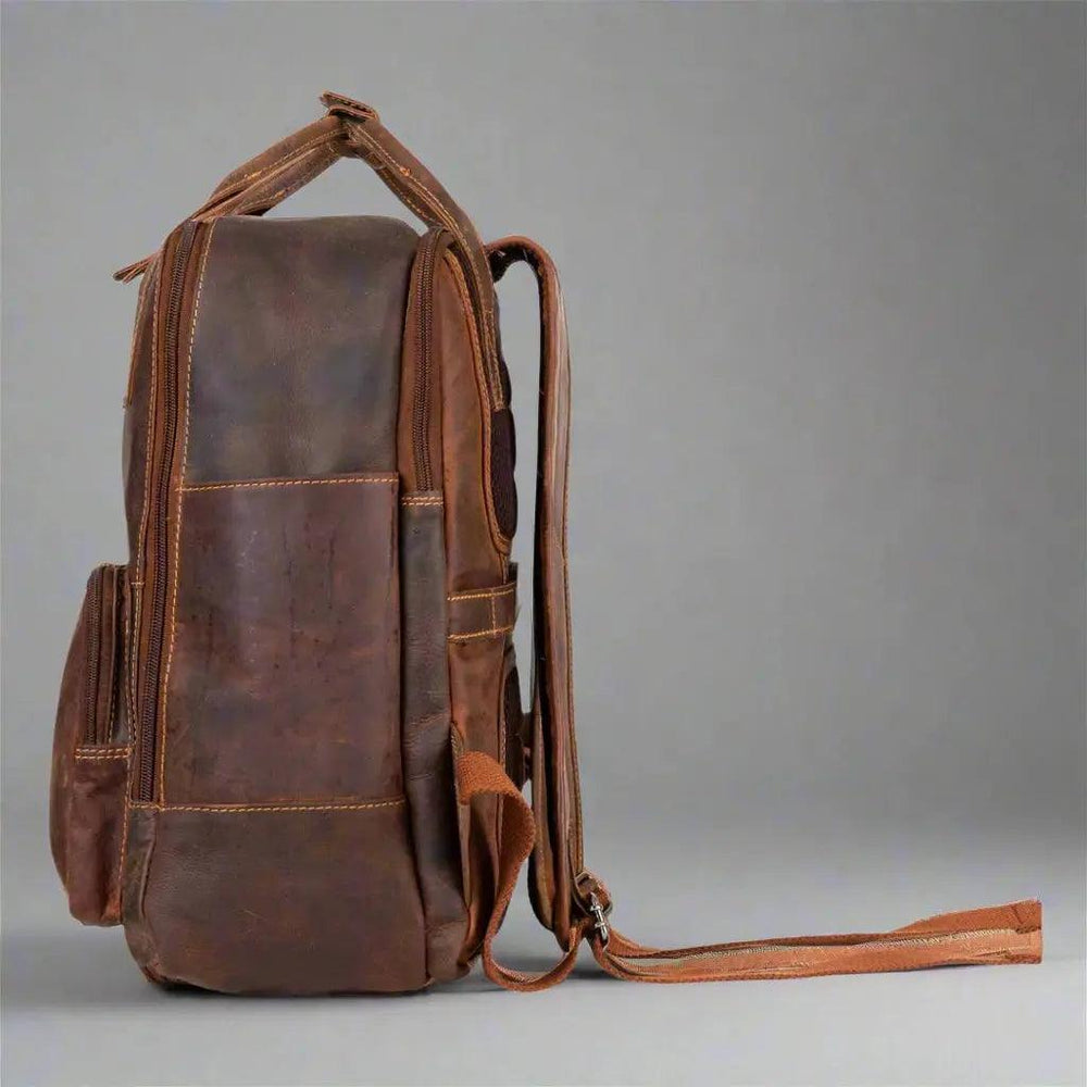 Greenwood Leather Backpack with Reinforced Laptop and Tablet Compartments 