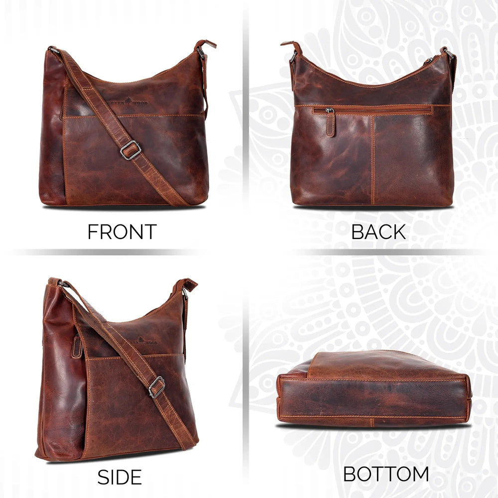 Bolso de hombro cruzado de cuero para mujer GreenwoodEX-STOCK Canada 