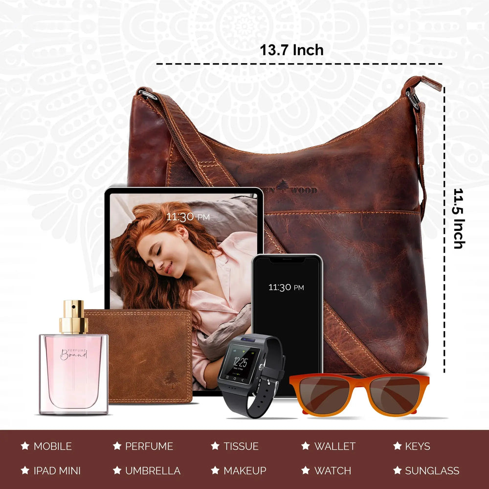 Bolso de hombro cruzado de cuero para mujer GreenwoodEX-STOCK Canada 