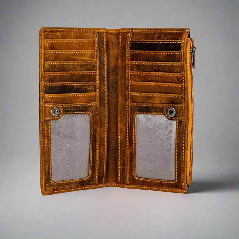 Cartera de cuero Greenwood con RFID y bolsillo con cremalleraEX-STOCK Canada 