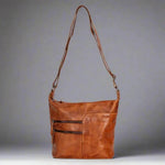 Greenwood Leather Shoulder Bag with 2 Zip Pockets 