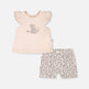 Ensemble haut et short en jersey de coton biologique pêche et imprimé animal pêche 
