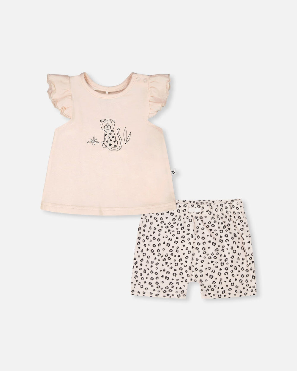 Ensemble haut et short en jersey de coton biologique pêche et imprimé animal pêche 