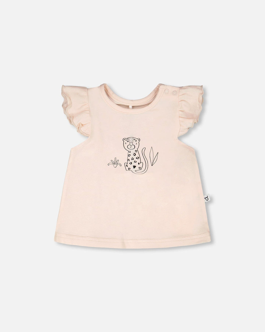 Organic Cotton Jersey Top And Short Set Peach And Peach Animal Print 