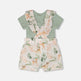 Ensemble Barboteuse Pointelle et Short en Mousseline de Coton Vert et Pêche Imprimé Cerf 