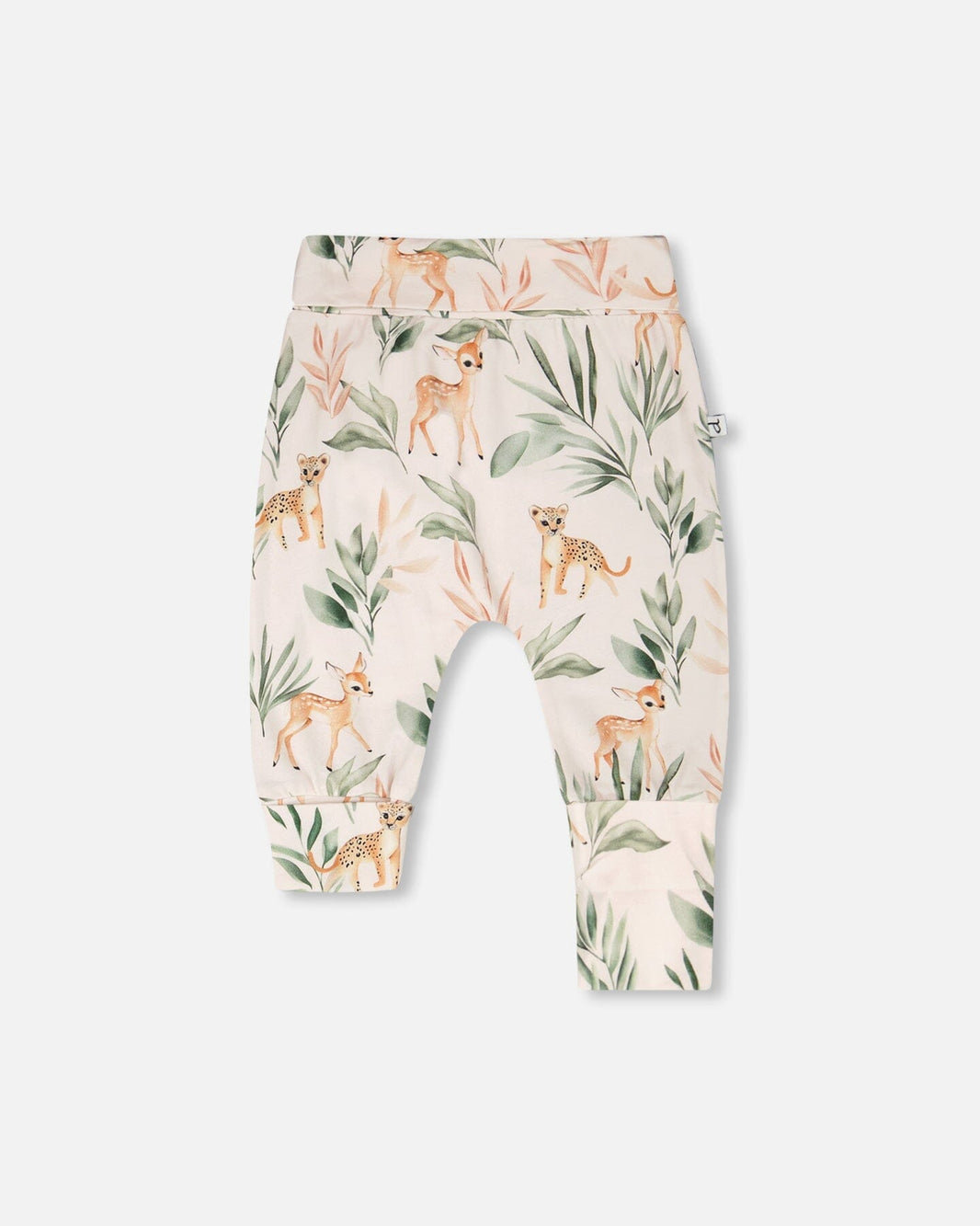Organic Cotton Jersey Evolutive Pants Peach Deer Print 