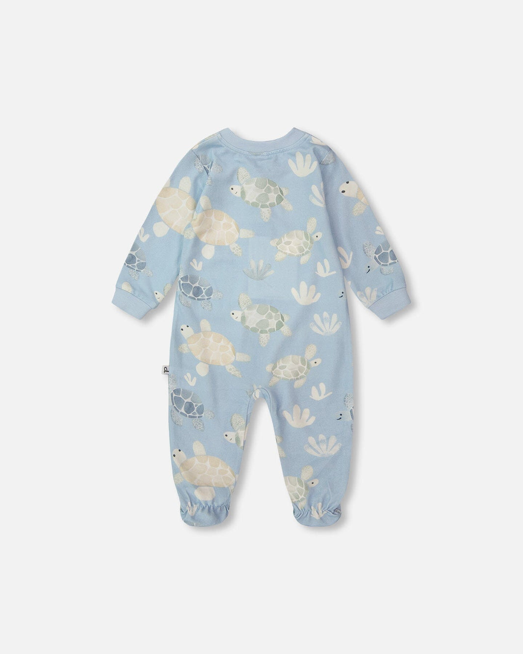 Organic Cotton Jersey One-Piece Pyjama Blue Turtle Print 
