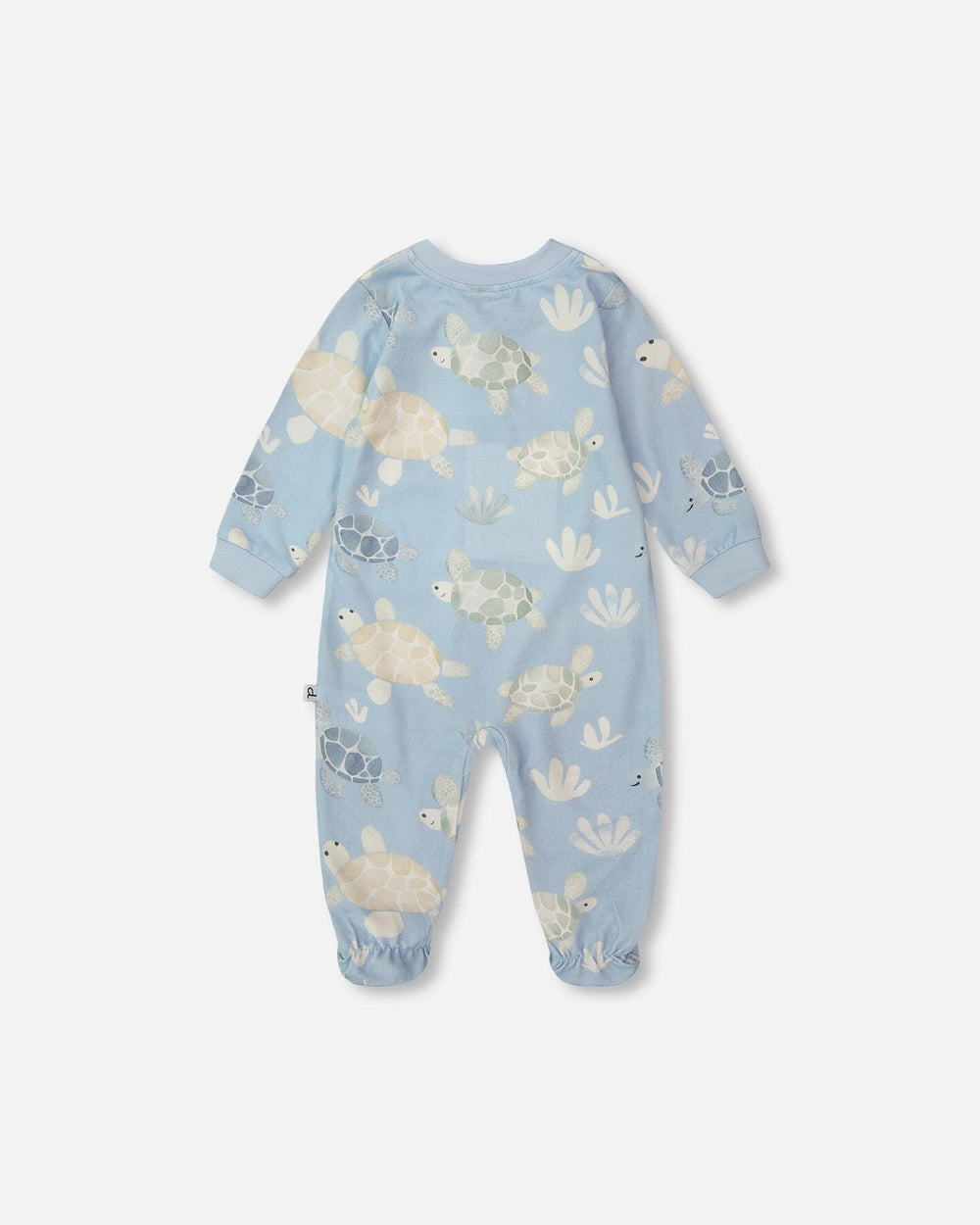 Pyjama une pièce en jersey de coton biologique imprimé tortue bleue 