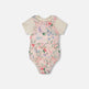 Ensemble body en jersey de coton biologique et salopette en mousseline Blanc et rose imprimé baies 