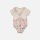 Ensemble body en jersey de coton biologique et salopette en mousseline Blanc et rose imprimé baies 
