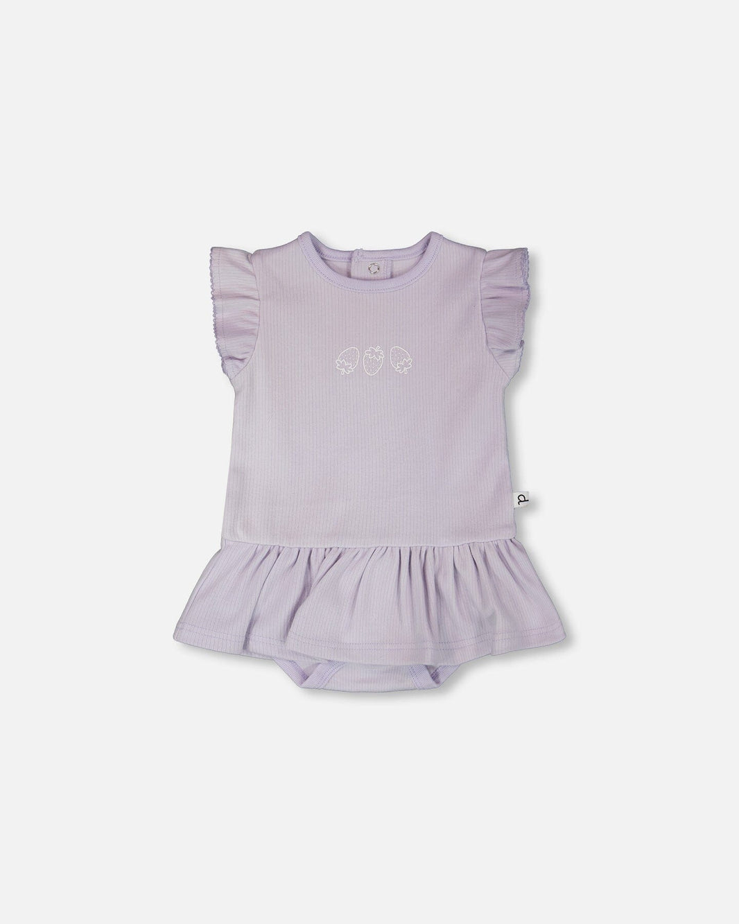 Cotton Rib Jersey Romper With Frill Lilac 