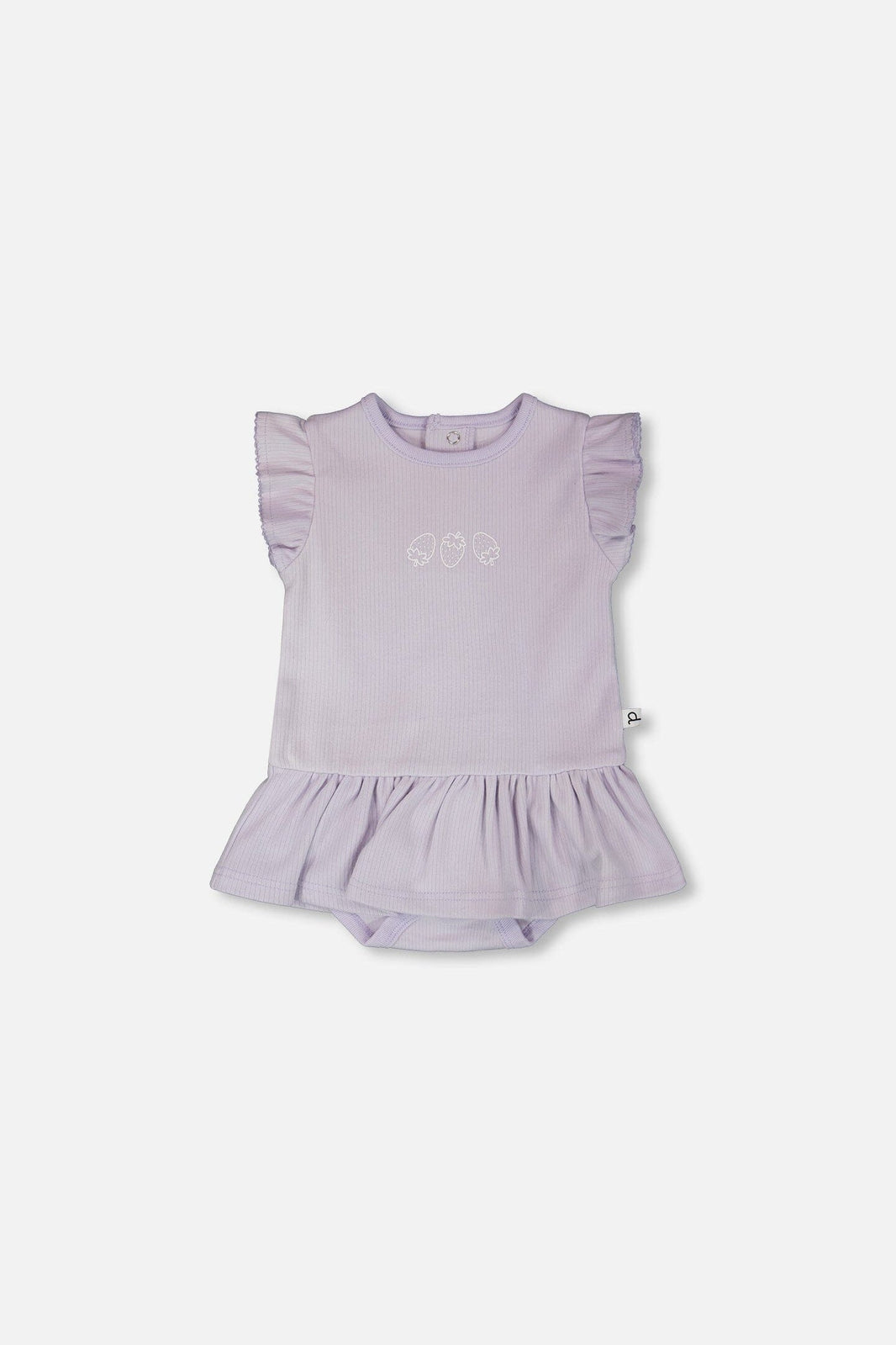 Cotton Rib Jersey Romper With Frill Lilac 