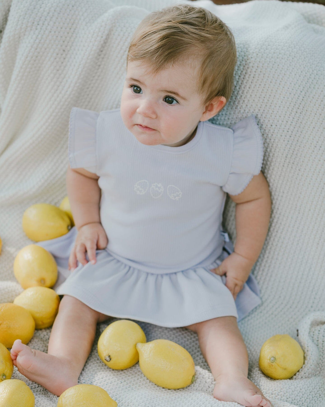 Cotton Rib Jersey Romper With Frill Lilac 