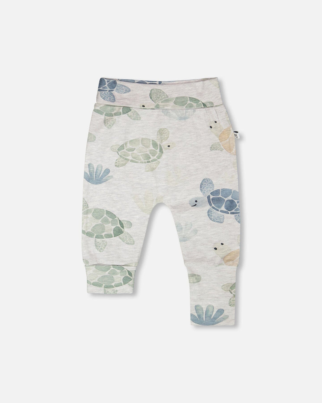 Organic Cotton Jersey Evolutive Pants Grey Mix Turtle Print 