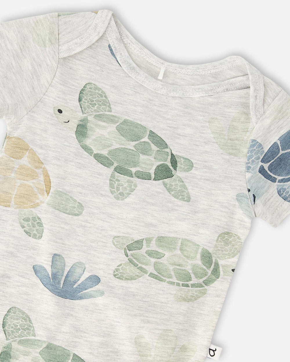 Body évolutif en jersey de coton bio gris mix avec motif tortue 
