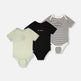 Lot de 3 bodies évolutifs en jersey de coton biologique vert sauge 