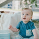 Ensemble T-shirt et Pantalon en Jersey de Coton Bio Bleu Moyen avec Imprimé Tortue Bleu 