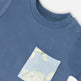 Ensemble T-shirt et Pantalon en Jersey de Coton Bio Bleu Moyen avec Imprimé Tortue Bleu 
