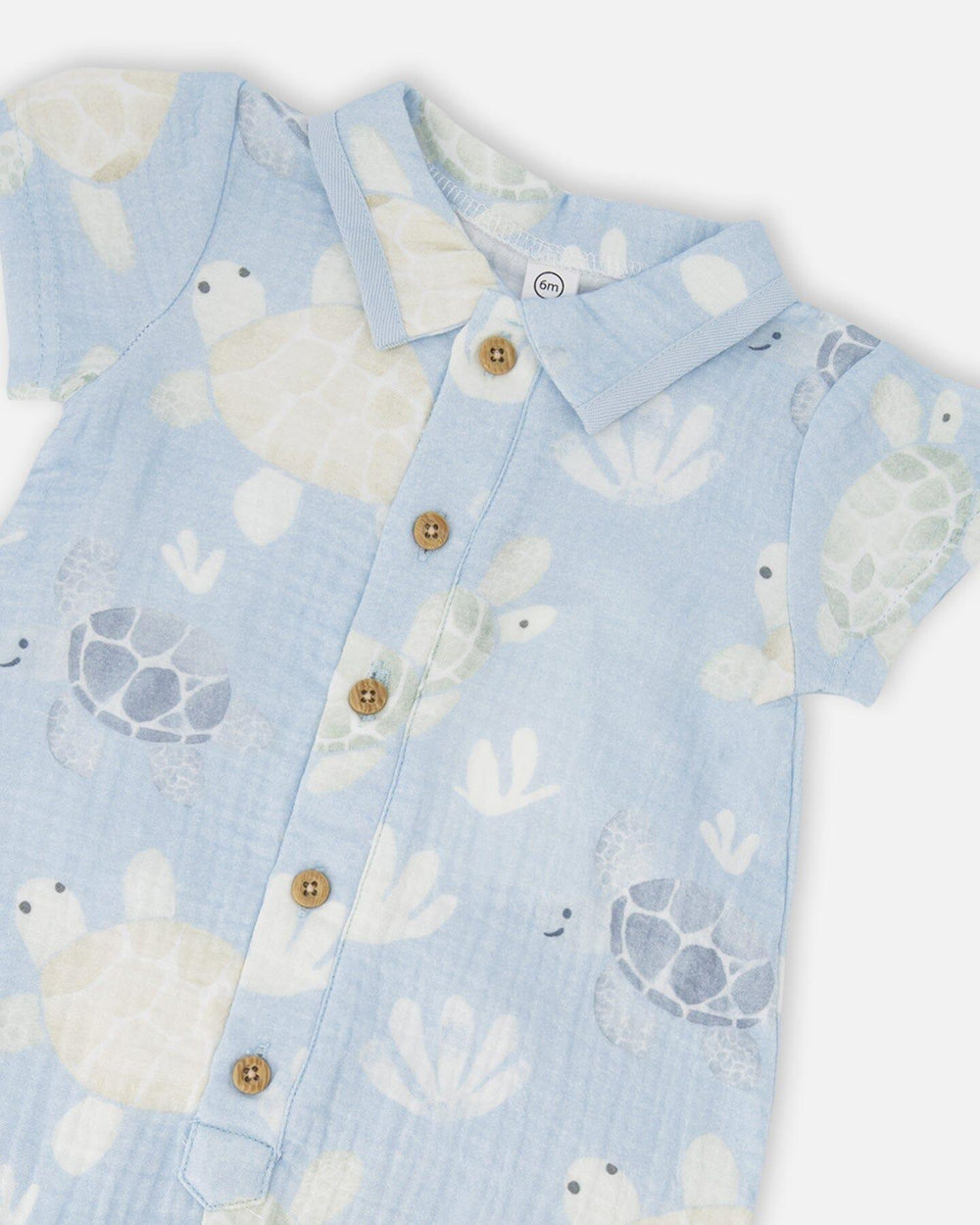 Combinaison en mousseline imprimé tortue bleu 