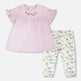 Ensemble Tunique en Jersey et Capri en Coton Lavande et Vert Imprimé Fleurs 