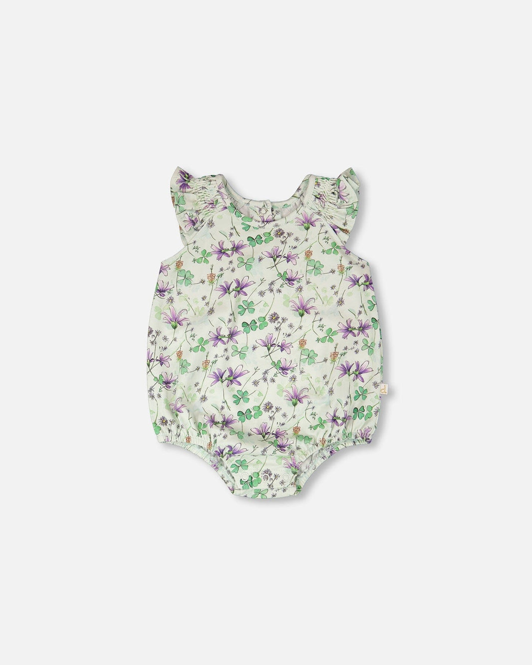 Jersey Romper Green Printed Flowers 