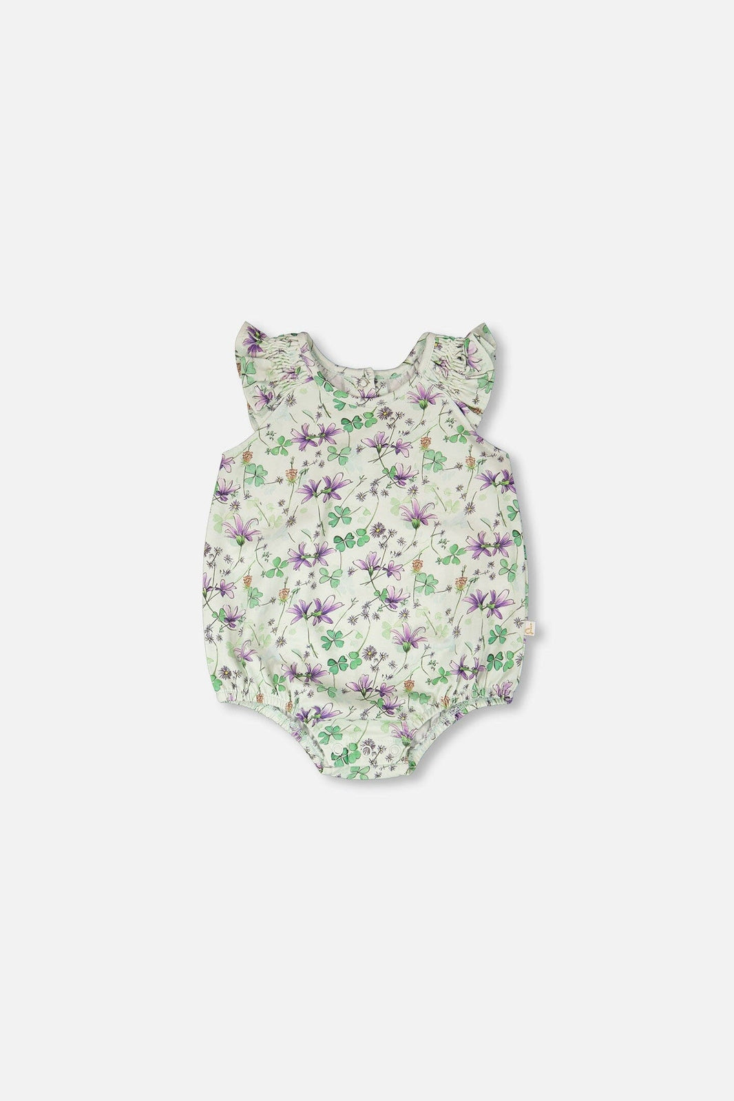 Jersey Romper Green Printed Flowers 