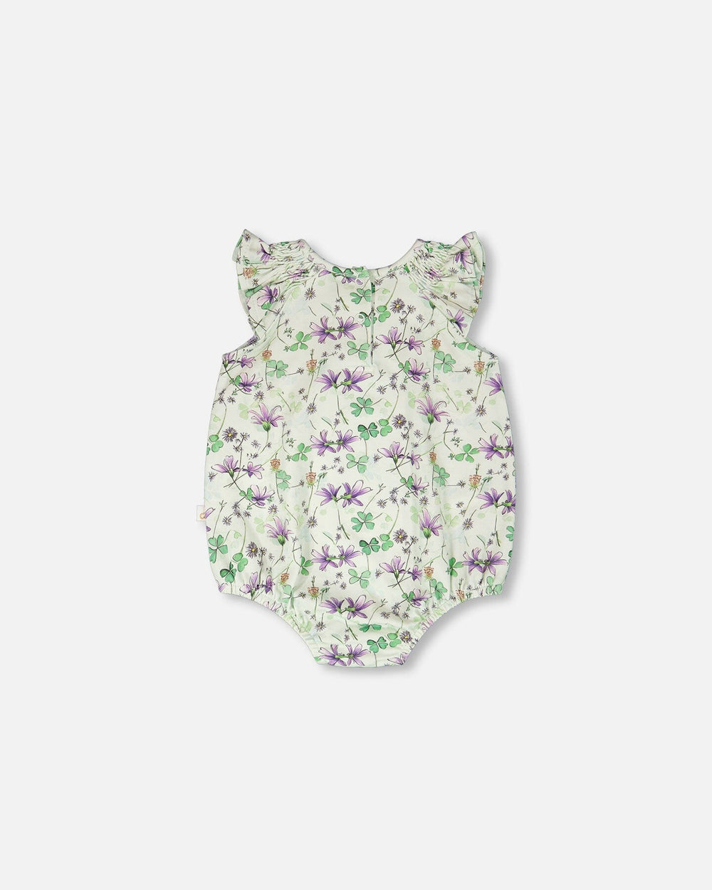 Jersey Romper Green Printed Flowers 