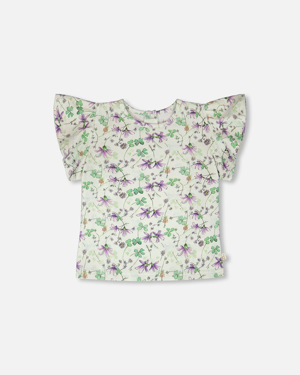 T-shirt en jersey vert avec fleurs imprimées 