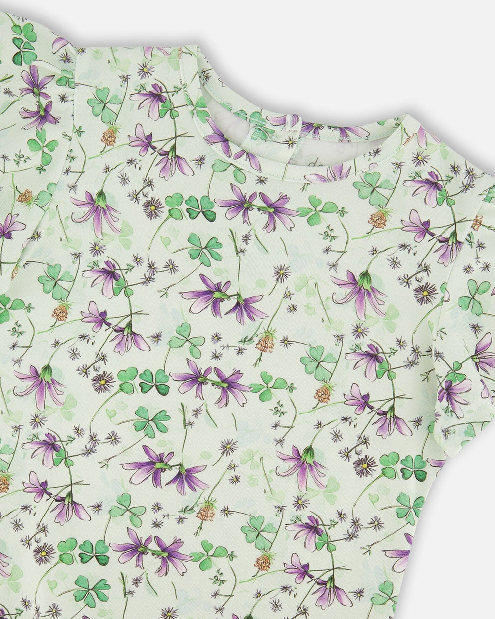 T-shirt en jersey vert avec fleurs imprimées 