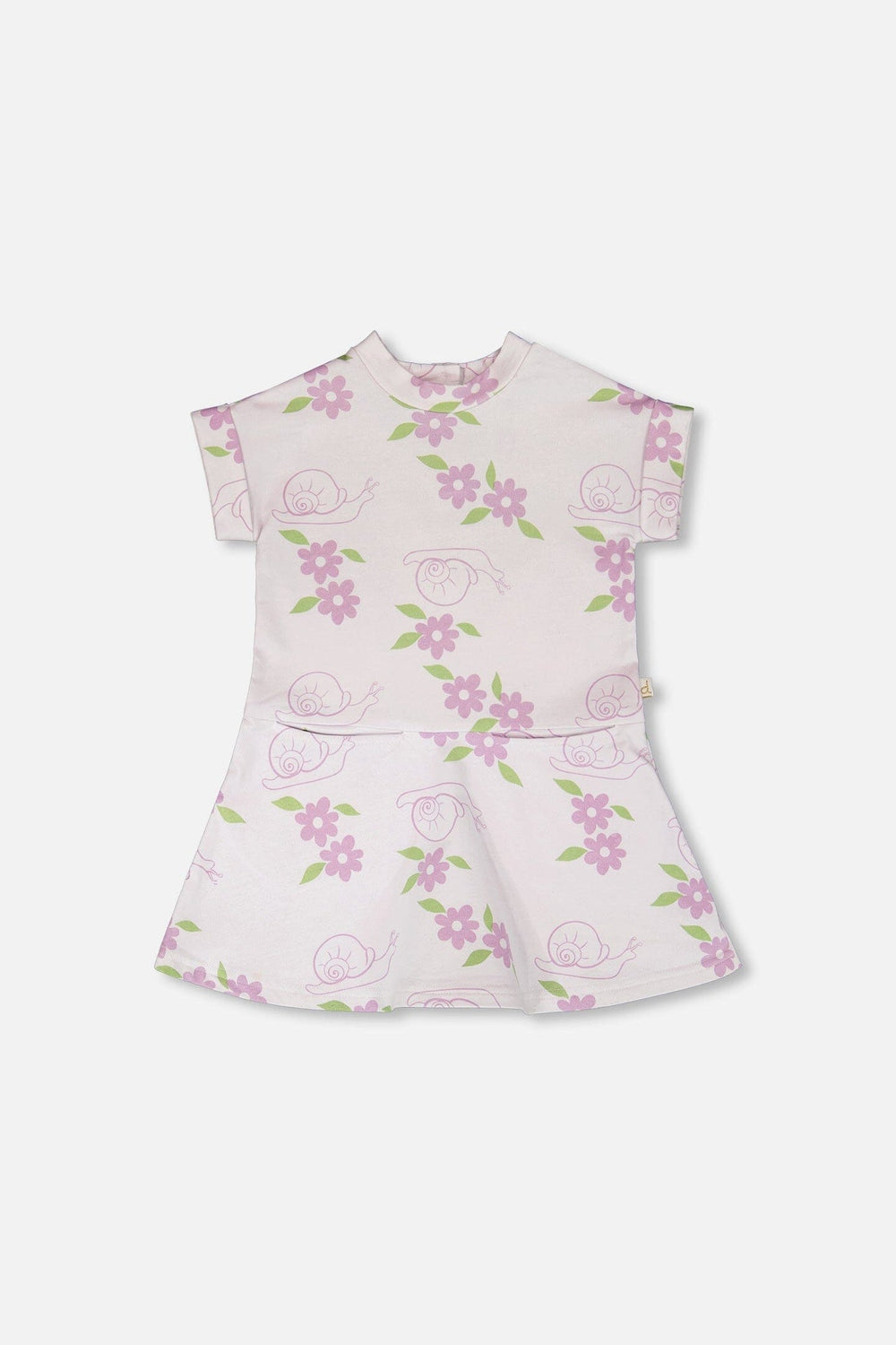 French Terry Dress Lilac Snails Print 