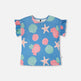 T-shirt en jersey froissé imprimé coquillage bleu 