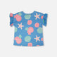 T-shirt en jersey froissé imprimé coquillage bleu 